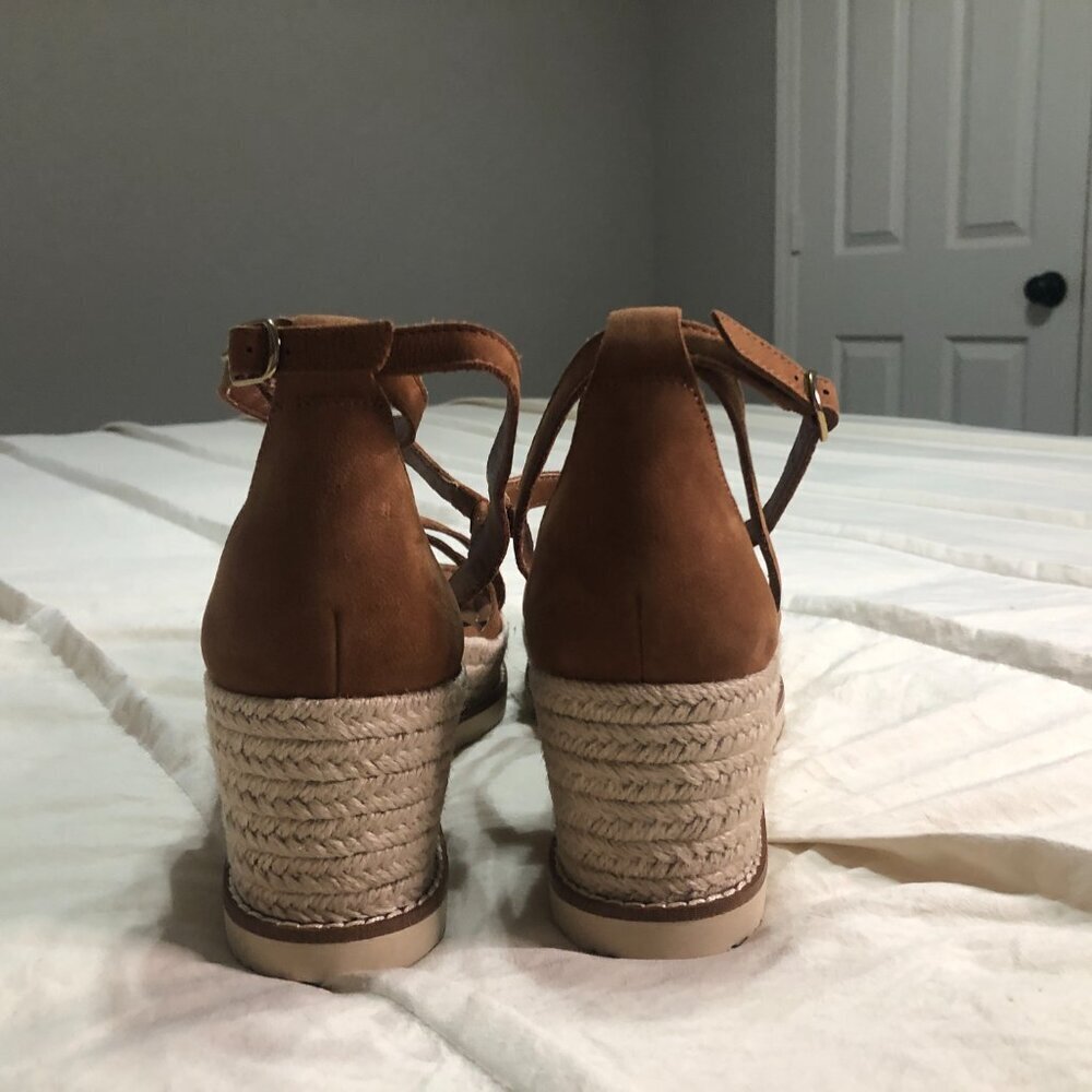 Lucky Brand brand new leather Carolina strappy espadrille wedge sandals 9.5 - Picture 4 of 9